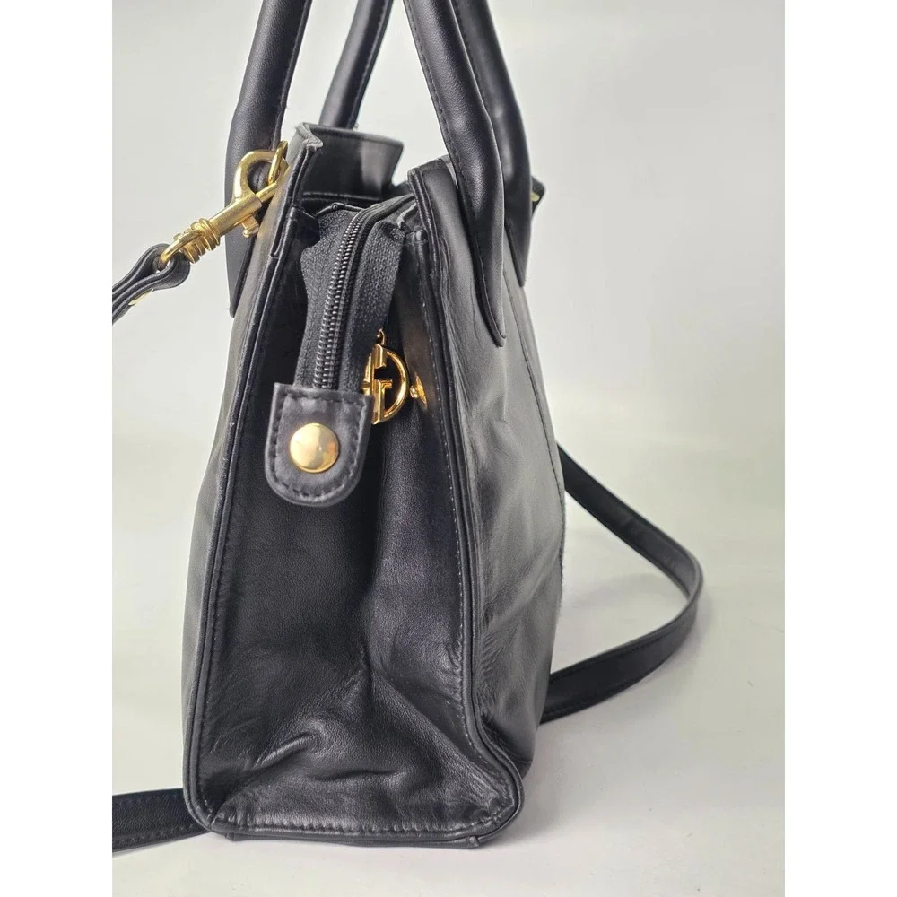 GIANI BERNINI Crossbody Shoulder Bag‎ Black Leather Handbag Classic Purse Vtg